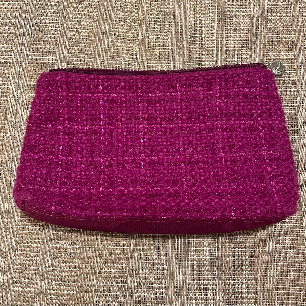 Lancôme fuscia woven fabric cosmetic case